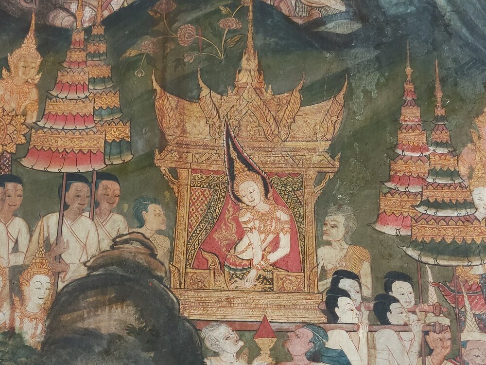 เจ้านายสตรี “พระภรรยาเจ้า” ของพระเจ้าแผ่นดิน จิตรกรรมฝาผนังสมัยรัชกาลที่ 1 ในพระที่นั่งพุทไธสวรรย์ พิพิธภัณฑสถานแห่งชาติ พระนคร