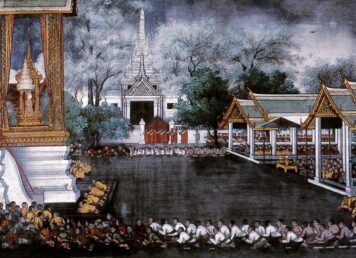 พระราชพงศาวดารแผ่นดินสมเด็จพระนเรศวรมหาราช ทูตเชียงใหม่ถวายราชบรรณาการ พระที่นั่งวโรภาษพิมาน พระราชวังบางปะอิน พระนครศรีอยุธยา ประกอบเรื่อง ถ้วยทองรองเลือด