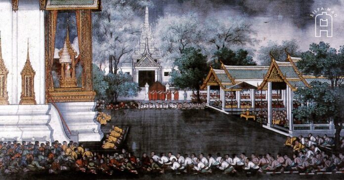 พระราชพงศาวดารแผ่นดินสมเด็จพระนเรศวรมหาราช ทูตเชียงใหม่ถวายราชบรรณาการ พระที่นั่งวโรภาษพิมาน พระราชวังบางปะอิน พระนครศรีอยุธยา ประกอบเรื่อง ถ้วยทองรองเลือด