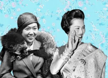 สมเด็จพระนางเจ้าสิริกิติ์ พระบรมราชินีนาถ พระบรมราชชนนีพันปีหลวง และ สมเด็จพระนางเจ้ารำไพพรรณี พระบรมราชินี พระราชินีใน ร.7 และ ร.9 กับฉลองพระองค์ เมื่อเสด็จฯ เยือนตปท.