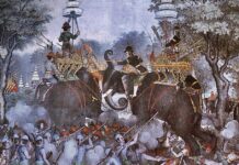 พระเอกาทศรถปูนบำเหน็จอะไรทหาร-พลเรือน หลังศึกยุทธหัตถี พ.ศ. 2135 จิตรกรรมโคลงภาพ พระราชพงศาวดาร ศึกยุทธหัตถี สมเด็จพระนเรศวรมหาราช สมเด็จพระมหาอุปราชา สมเด็จพระนเรศวร ในสายตาพม่า-ไทยไม่เหมือนกัน