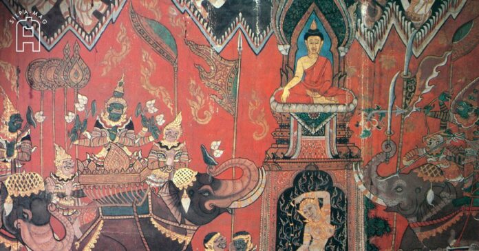 มารผจญ จิตรกรรมฝาผนังวัดทองธรรมชาติ วรวิหาร
