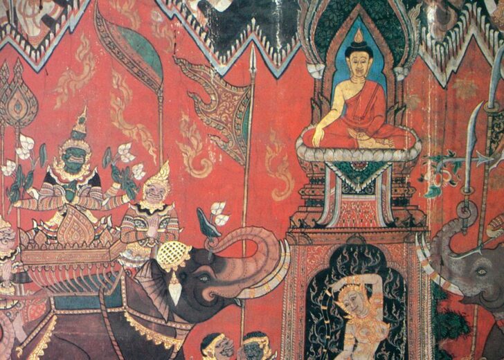 มารผจญ จิตรกรรมฝาผนังวัดทองธรรมชาติ วรวิหาร