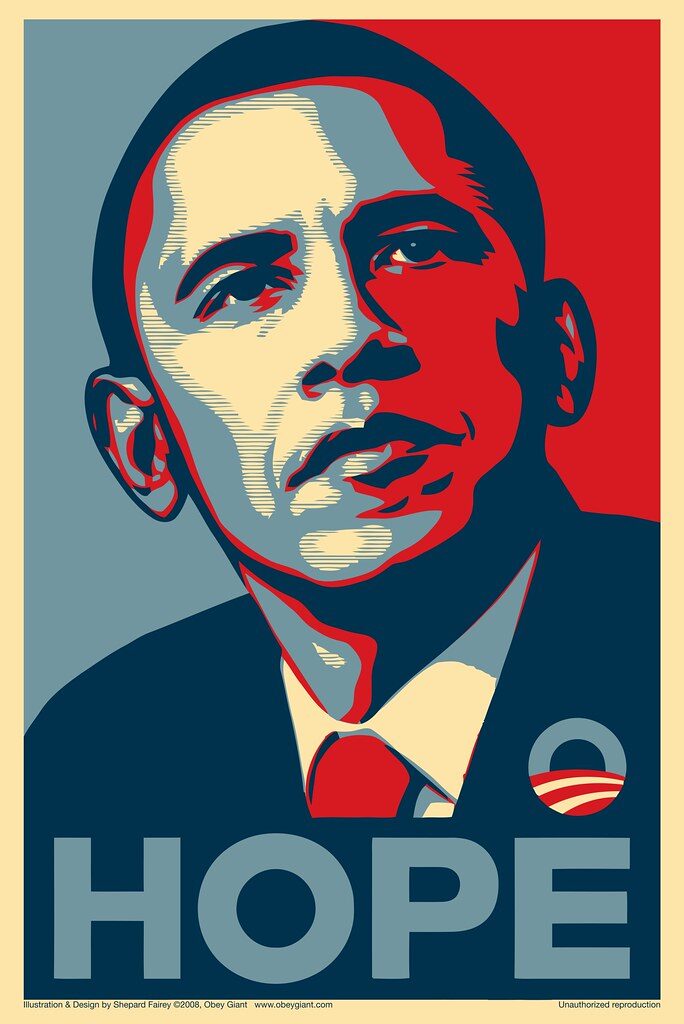 ผลงาน Hope จาก Shepard Fairey