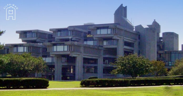 Cover photo The Claire T. Carney Library หอสมุดของ มหาวิทยาลัยแมสซาชูเซตส์ วิทยาเขตดาร์ทเมาท์ สถาปัตยกรรมคอนกรีตเปลือย บรูทัลลิสต์