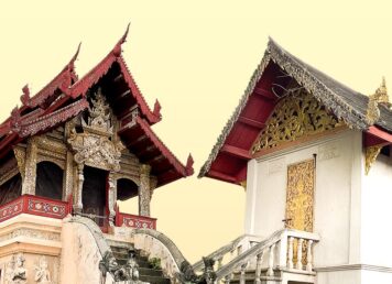 หอไตร วัดพระสิงห์วรมหาวิหาร เชียงใหม่ หลังแรกเป็นรูปทรงล้านนา หลังที่สองเป็นทรงล้านนาประยุกต์