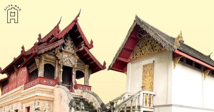 cover-5 หอไตร วัดพระสิงห์วรมหาวิหาร เชียงใหม่ หลังแรกเป็นรูปทรงล้านนา หลังที่สองเป็นทรงล้านนาประยุกต์